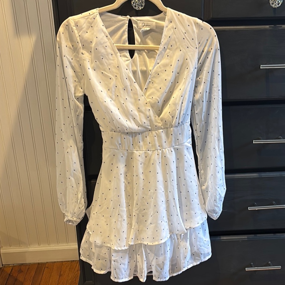 Japna XSWhite Polka Dot Long Sleeve Dress